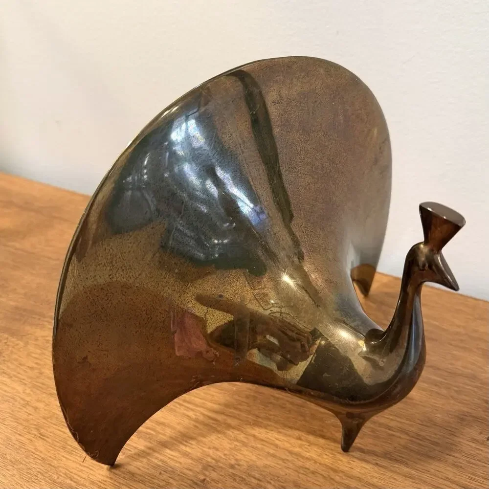 Jonathan Adler Solid Brass Peacock Sculpture Figurine Vintage Contemporary Decor